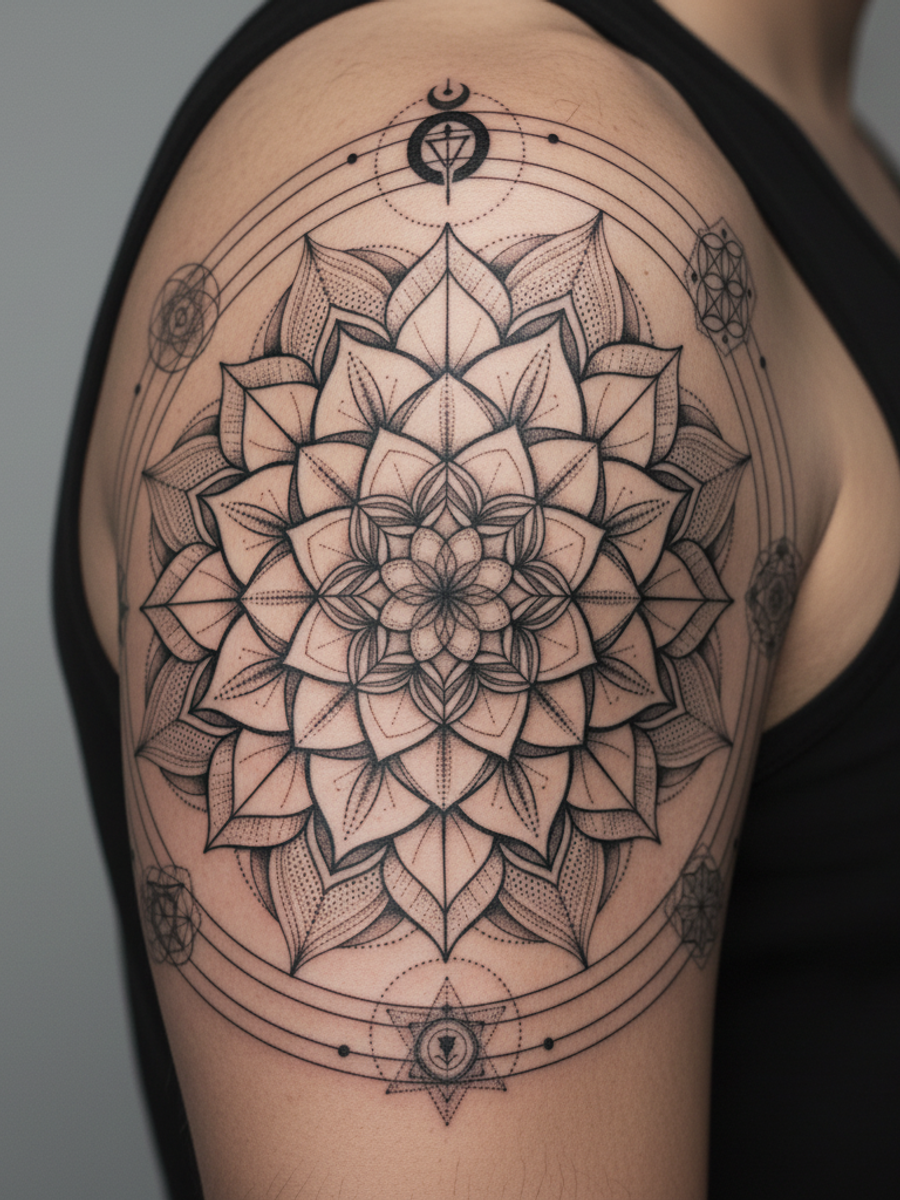 Geometric tattoo on skin