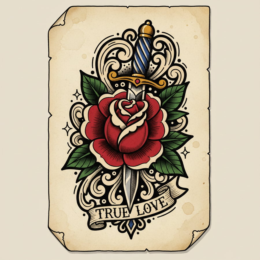Neo-Traditional tattoo template