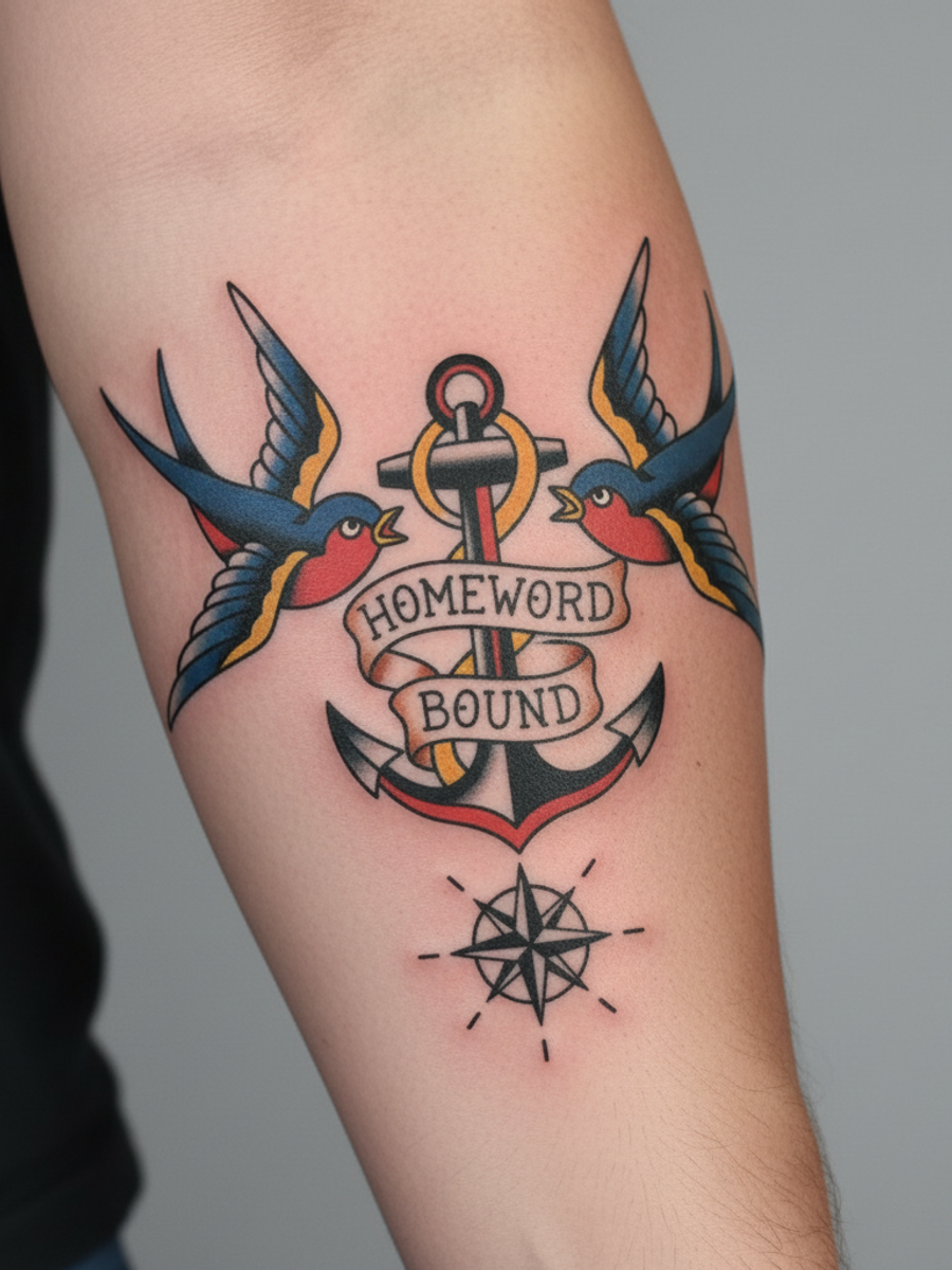 Traditional tattoo on skin