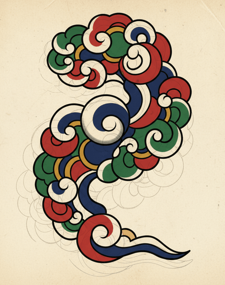 Auspicious Cloud Scrolls tattoo design — Auspicious swirling clouds — good fortune and ascent.