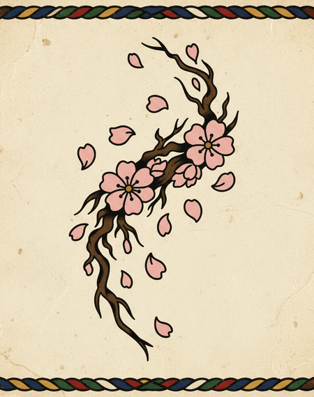 Falling Blossom tattoo design — Falling blossom petals — beauty in impermanence.