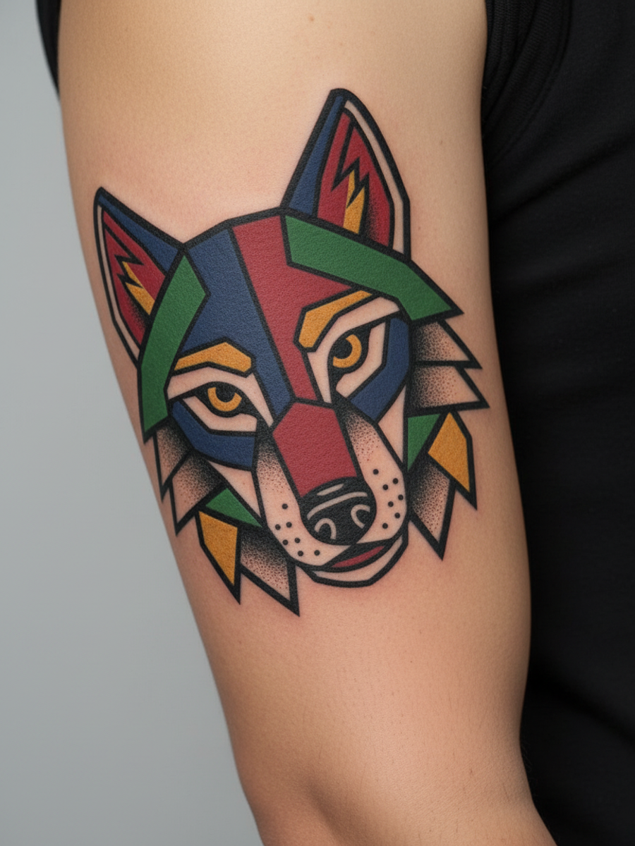 Geometric Wolf on body